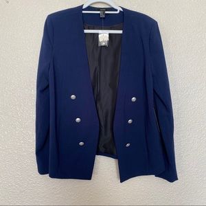 *NWT* Casual Navy Cardigan blazer Coastal Nautical Office Career Uniform
